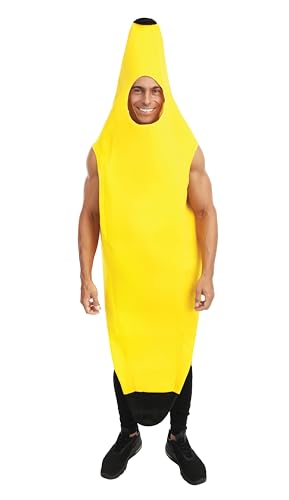 P'TIT CLOWN - 66767 - Bananen Kostüm Erwachsene - Obst und Gemüse Kostüm - Unisex - Perfekt für Karneval, Halloween, Kostümpartys und Motto-Events - Polyester - Einheitsgröße von p'tit clown