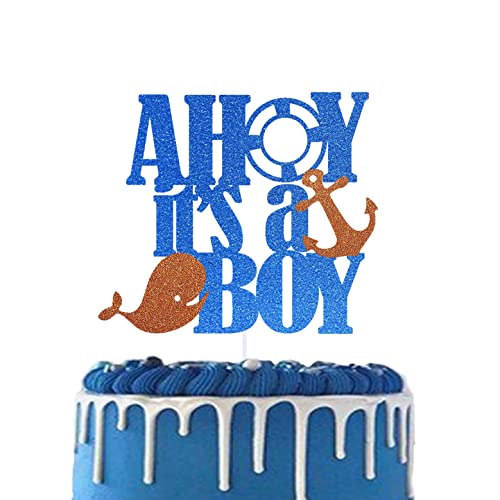 Ahoy It's a Boy Tortenaufsatz, nautisches Thema für Babyparty und Gender Reveal Party Dekoration von PuPuFly