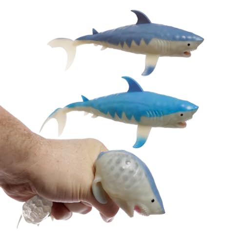 Puckator Squeezy Shark Toy - Stretchy Fidget Toy Jabber Toy - Wut Management Toys - Lustige Geschenke Für Freunde - Stressspielzeug Für Erwachsene - Lustiges Schreibtischzubehör von Puckator