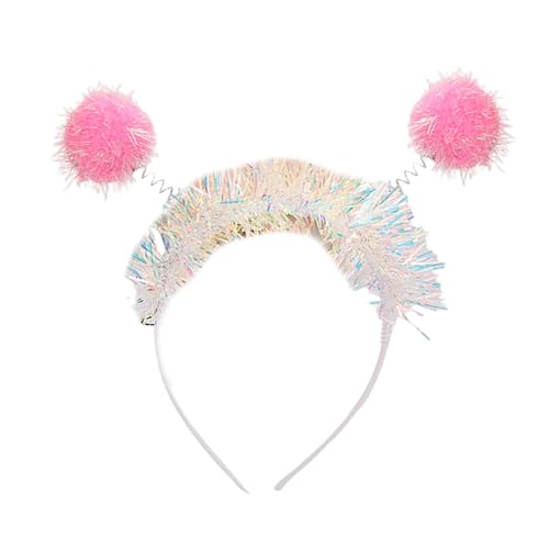 Lametta Pompoms Ohr Stirnband Festival Haarreifen Geburtstag Party Aufführungen Kopfschmuck Karneval Party Kostüm Requisiten Lametta Stirnband Weihnachten Lametta Stirnband Mädchen von Puco