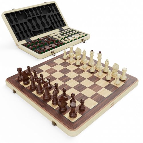 38cm Holz Klapp-Schach- und Dame-Set - 2-in-1 Brettspiel mit 7,6cm König Staunton Figuren und 2 zusätzlichen Damen 38cm Holz Klapp-Schach- und Dame-Set - 2-in-1 Brettspiel mit 7,6cm König Staunton Figuren und 2 zusätzlichen Damen von Puecrof