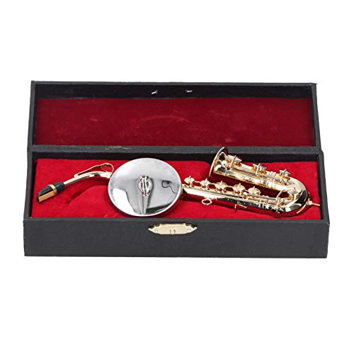 Miniatur-Kupfer-Saxophon-Modell mit Ständer, Mini-Musikinstrument, Ornamente, Geschenke, Mini-Instrumente, Miniatur-Instrument von Puepoul