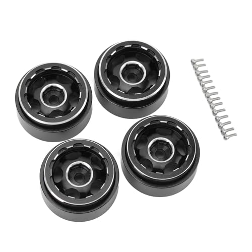 Puepoul 1.0inch Beadlock Wheels 4pcs Aluminum Rims Beadlock Wheel Rim Wheel Hub Drive Hex for 1/18 RC Cars (Black) von Puepoul