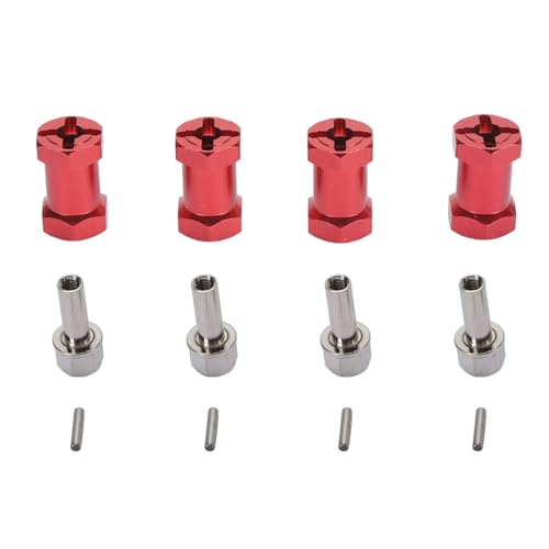 Puepoul 4PCS Aluminium 12mm Sechskantnabe RC Rad Sechskantantrieb Adapter Verbreiterung Umwandlung für 1/10 RC Auto 20mm Länge (Rot) von Puepoul