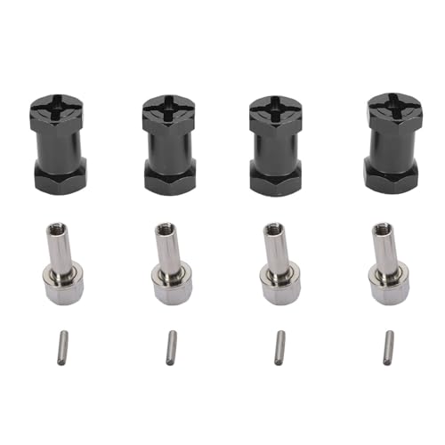 Puepoul 4PCS Aluminium 12mm Sechskantnabe RC Rad Sechskantantrieb Adapter Verbreiterung Umwandlung für 1/10 RC Auto 20mm Länge (Schwarz) von Puepoul