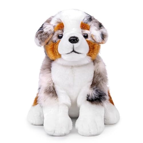 PuffPurrs Australian Shepherd Hunde-Stofftiere - Realistisches Australian Shepherd Plüschtier, 14 Zoll, niedliches Hunde-Welpen-Plüschtier, einzigartige Plüschgeschenksammlung für Kinder von PuffPurrs