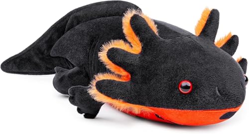 PuffPurrs Axolotl PlüSchtier, Kuscheltier Realistic Black Axolotl Plush Toy, Animal Stuffed PlüSch, Creepy Stuffed Plushie, Geschenke FüR Kinder 17in/45cm von PuffPurrs