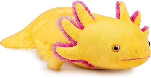 PuffPurrs Axolotl PlüSchtier, Kuscheltier Realistic Gelb Axolotl Plush Toy, Animal Stuffed PlüSch, Creepy Stuffed Plushie, Geschenke FüR Kinder 17in/45cm von PuffPurrs