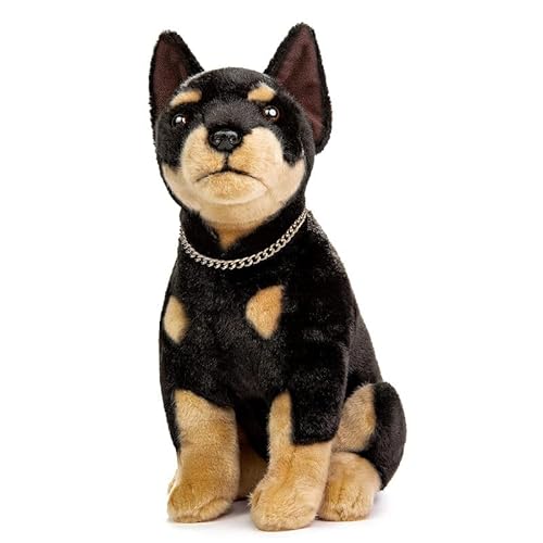 PuffPurrs Doppelter Brot Realistischer Dobermann-Hund-Plüschtier - Simulation 12" stehender Dobermann-Nobel-Haustier-Hund, einzigartige Plüschgeschenksammlung für Kinder, Geburtstag, Wohnkultur von PuffPurrs