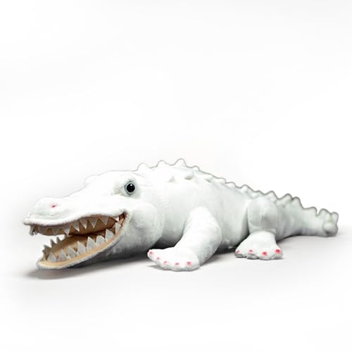 PuffPurrs Lebensechter Albino-Alligator-Plüsch, Realistischer Schnee-Gator Teddy, Sammler-Krokodil-Plüschgeschenk, 50 cm von PuffPurrs