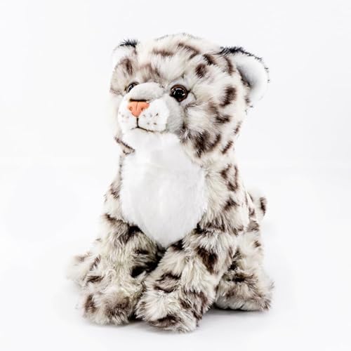 PuffPurrs Lebensechtes Schneeleopard-Plüschtier, Realistischer Weißer Leopard Teddy-Stofftier, Niedliches Kissen-Spielzeug-Geschenk, 8,6 Zoll von PuffPurrs