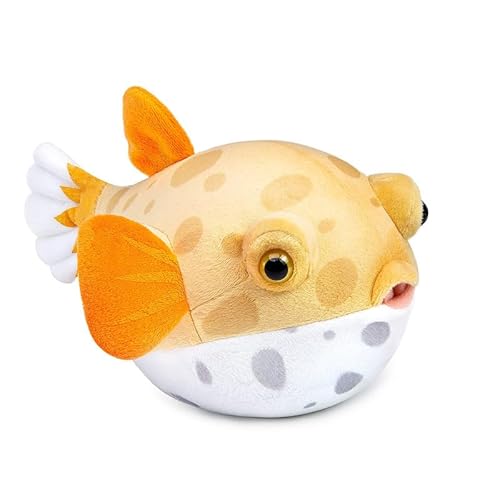 PuffPurrs Niedliches gelbes Kugelfisch Plüschtier, Fisch Stofftier, Geschenk für Kinder, Fisch 7 Zoll gelb von PuffPurrs