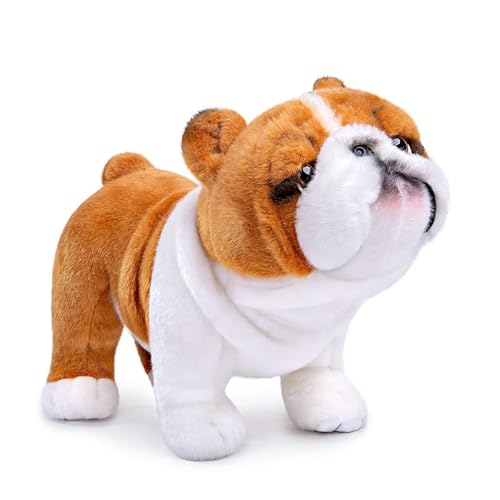 PuffPurrs Simulations-Bulldog Plüschtier - Realistischer 12" stehender Englischer Bulldoggen-Haustier-Hund, niedliches Hunde-Welpen-Plüschtier, einzigartige Plüschgeschenksammlung für Kinder von PuffPurrs