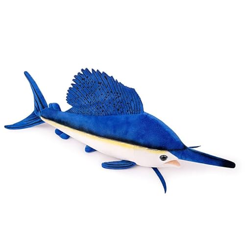 PuffPurrs Simulations-Stofftier Schwertfisch Segelfisch - 18,5" lebensechter Marlin Tiefseetier Lstiophorus Platypterus Plüschtier, superweiche Plüschpuppen, Geschenke für Kinder von PuffPurrs