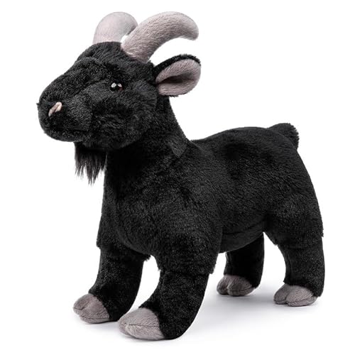 PuffPurrs Ziegen Plüschspielzeug - Realistische 12" Schwarze Ziegen Stofftiere, Weiche Schwarze Ziegen Plüschtiere, Einzigartige Plüschtiere Sammlung für Kinder von PuffPurrs