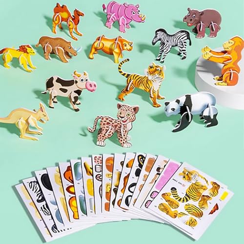 Flowarmth pädagogisches 3D-Cartoon-Puzzle, 3D-Cartoon-Puzzles für Kinder, Flowarmth-Puzzle, 25 Teile, nicht wiederholend 3D-Puzzles für Kinderspielzeug (Animals) von Pukmqu