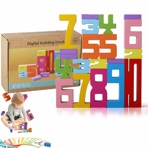 Pukmqu Holzbausteine mit Zahlen, Friends of Ten-Blöcke, Montessori-Holzbausteine mit Zahlen, Montessori-Zahlenblöcke, Zahlenblöcke als Spielzeug für Kinder, 1-10 Balance-Holzbausteine (20PCS) von Pukmqu