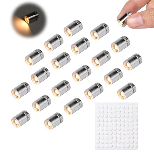 Pumwoy 20 Mini LED Licht, Miniatur Lichter Kleine LED Lichter, Geeignet zum Dekorieren von Puppenhäusern, Micro LED Licht Mini LED Lichter für Puppenhäuser, Kunsthandwerk (Warmweißes Licht) von Pumwoy