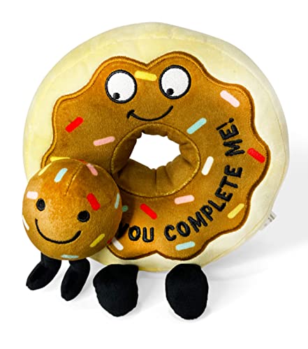 Punchkins - You Complete Me Chocolate Donut Plushie - Lustiges Wortspiel weißer Elefant süßes Geschenk für Erwachsene von Punchkins