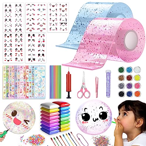 Puosike 67 Stücke Nano Tape Bubbles Set, 3m x 5cm Nano Doppelseitiges Klebeband, Nano Tape Set, Nano Tape DIY Bubble Craft für Erwachsene Kinde Mädchen Jungen (Rosa+Blau) von Puosike