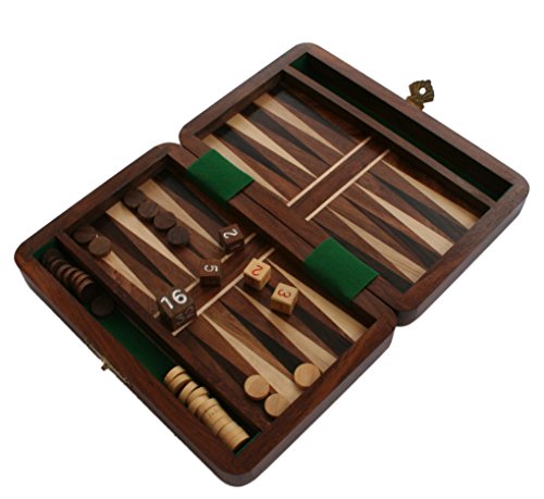 Backgammon Travel Set Wooden Board Hand Carved Game Vintage Folding Portable by Purity von Purity Style