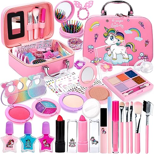 Kinderschminke Set Mädchen , Waschbar Make up Spielzeug für Mädchen Kinder, Mädchen Schminke Makeup Set Rollenspiel Geschenk für Mädchen 4 5 6 7 8 9 Jahre Weihnachts Geburtstags Geschenke (36pcs) von Purpledi