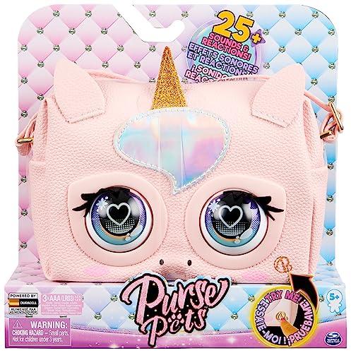 Purse Pets Glamicorn Einhorn Tasche - Wird mit interaktiven Funktionen, Augenblinzeln und Musik lebendig, ab 5 Jahren, Rosa von Purse Pets