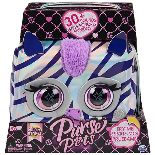 Purse Pets Metallic Magic Rebel Stripez Zebra - interaktive Kindertasche, die mit mehr als 30 Geräuschen, Reaktionen und Musik lebendig Wird, Tiertasche und Spielzeug in einem, ab 5 Jahren von Purse Pets