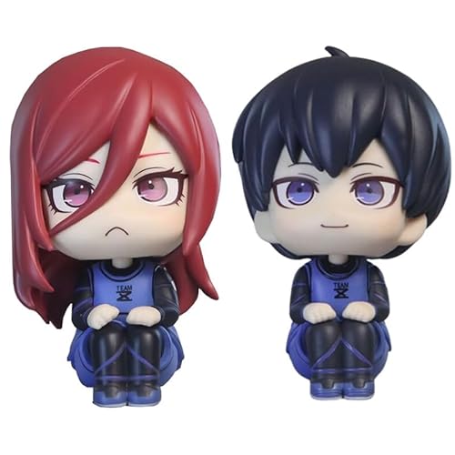 Puruuige Anime-Q-Version, Isagi Yoichi/Chigiri Hyoma, Figur, Modell, niedliche Cartoon-Kuchendekoration, Sammlerstück, 10 cm, Blau, 2 Stück von Puruuige