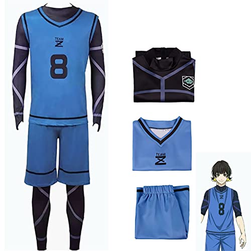 Puruuige Blue Lock Cosplay Kostüm Isagi Yoichi Fußball Trikot Uniform Komplettes Set Bachira Meguru Trainingsanzug Anzüge Anime Rollenspiel Halloween Kostüm, Nr. 8-Bachira Meguru, L von Puruuige