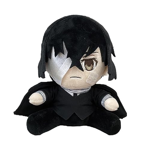 Puruuige Bungo Stray Dogs Plüschpuppe Anime Charaktere Osamu Dazai (Schwarz) Cartoon Niedliche Kissen Figuren Plüschtier Weiche Spielzeuge 7,9 Zoll von Puruuige