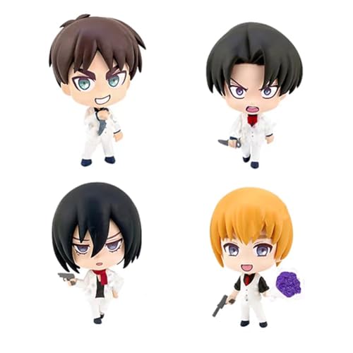 Puruuige Eren Jaeger Figuren Set Anime Levi Q Version Figur Modell Mini Armin Arlert Cake Toppers Statue Sammlerstücke Dekoration von Puruuige