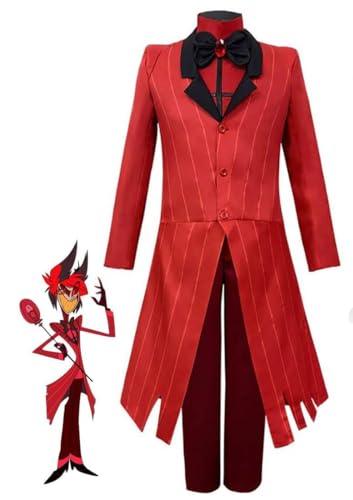 Puruuige Hazbin Hotel Cosplay Kostüm Set Alastor Cosplay Outfits Set Deluxe Outfit für Halloween Karneval Bühnenaufführung Outfit von Puruuige