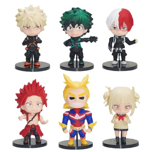 Puruuige MHA Figuren-Set Anime Bakugou Katsuki Q Version Figur Modell Todoroki Shouto Kuchenaufsätze Statue Sammlerstücke Dekoration 6-teilig von Puruuige