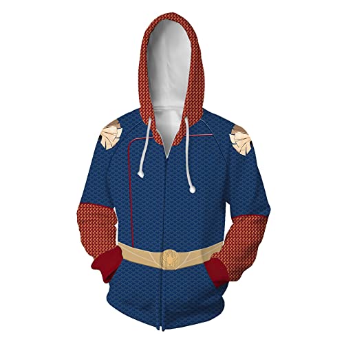 The Boys Homelander/The Deep/Starlight Cosplay Hoodie Sweatshirt Reißverschluss Jacke Pullove für Halloween von Puruuige