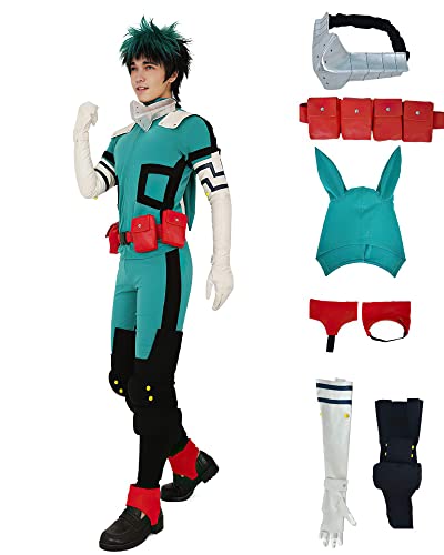 Puruuige My Hero Academia Cosplay-Kostüm-Set, Midoriya Izuku, Cosplay-Outfit-Set, Cartoon-Overall, Bodys für Halloween, für Kinder und Erwachsene von Puruuige