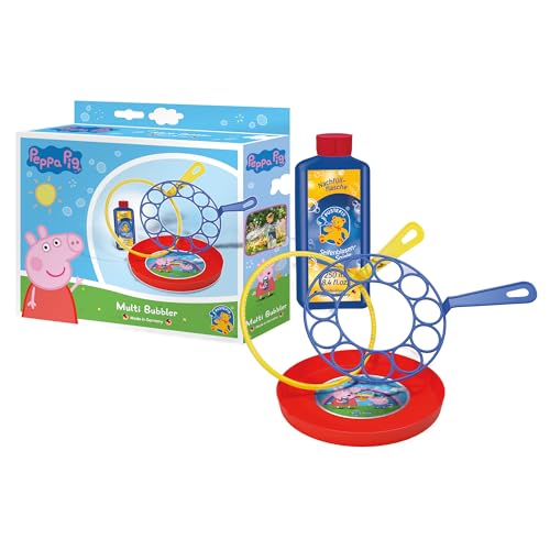 PUSTEFIX Multi-Bubbler Peppa Pig l 250 ml I Seifenblasen Kinder Set mit 2 Ringen für Hochzeit, Kindergeburtstag UVM. I Viele Bunte Bubbles auf einmal von Pustefix