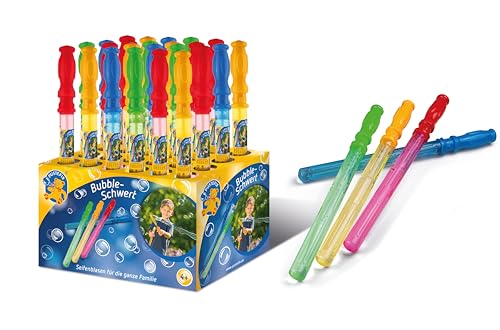 PUSTEFIX - 420869381 - PUSTEFIX Bubble Schwert I Gewaltige Seifenblasen & Actionspaß I Sommerliche Unterhaltung für Kinder I Inklusive 118 ml Seifenblasenflüssigkeit I Display-Karton mit 24 Stück von Pustefix