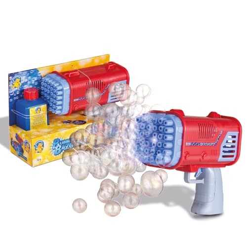 PUSTEFIX Bubble Bazooka – 36 Düsen für riesige Seifenblasenwellen, LED-Licht für eine beeindruckende Seifenblasenshow – Inklusive 250 ml PUSTEFIX Flüssigkeit für Seifenblasenspaß draußen und drinnen PUSTEFIX Bubble Bazooka – 36 Düsen für riesige Seifenblasenwellen, LED-Licht für eine beeindruckende Seifenblasenshow – Inklusive 250 ml PUSTEFIX Flüssigkeit für Seifenblasenspaß draußen und drinnen von PUSTEFIX