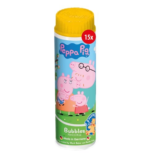 Pustefix Klassik Seifenblasen Kinder I Peppa Pig 15 STK. I 70 ml Seifenblasen Flüssigkeit I Bunte Bubbles für Hochzeit, Kindergeburtstag, Polterabend & Party von Pustefix