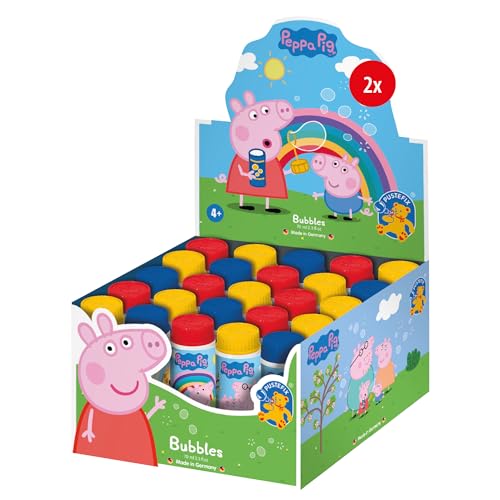 PUSTEFIX Klassik Seifenblasen Kinder I Peppa Pig 50 STK. I 70 ml Seifenblasen Flüssigkeit I Bunte Bubbles für Hochzeit, Kindergeburtstag, Polterabend & Party von Pustefix