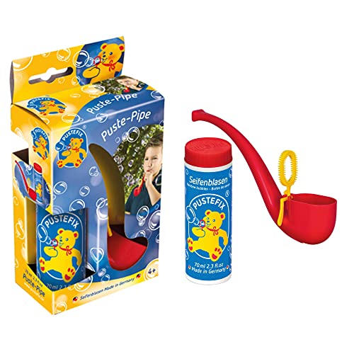 PUSTEFIX Puste-Pipe I 70 ml Seifenblasenwasser I Bunte Bubbles Made in Germany I Seifenblasen Spielzeug für Kindergeburtstag, Polterabend, Sommerparty & Hochzeit I Pfeife für Kinder & Erwachsene von Pustefix