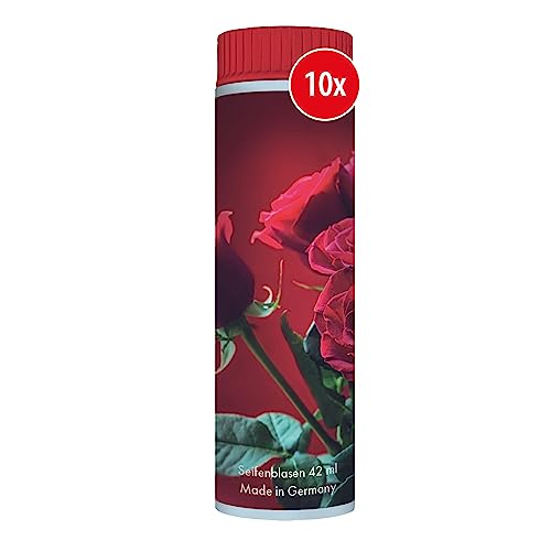 PUSTEFIX Seifenblasen Set I 10 x Klassik 42ml Rosen I Bunte Herz Bubbles Made in Germany I Seifenblasen für Hochzeit, Kindergeburtstag, Standesamt, Polterabend I 10 x 42 ml Vorteilspack von Pustefix