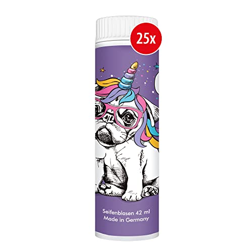 PUSTEFIX Seifenblasen Set I 25 x Klassik 42ml Fun-Edition Bulldogge I Bubbles Made in Germany I Hunde Seifenblasen für Kinder-Geburtstag, Hochzeit, Standesamt, Polterabend I 25 x 42 ml Vorteilspack von Pustefix