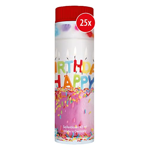 PUSTEFIX Seifenblasen Set I 25 x Klassik 42ml Geburtstag Torte I Bunte Geburtstag-Bubbles Made in Germany I Seifenblasen für Hochzeit, Standesamt, Kindergeburtstag I 25 x 42 ml Vorteilspack von Pustefix