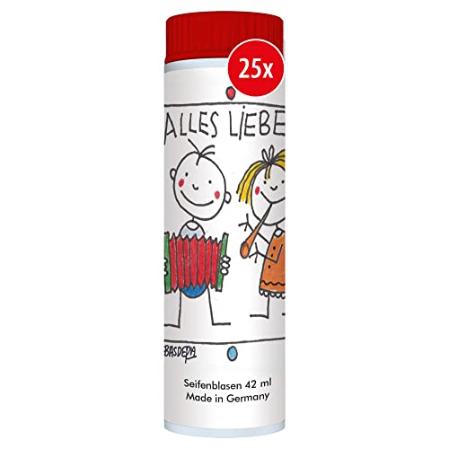 PUSTEFIX Seifenblasen Set I 25x Klassik 42ml Basdera Alles Liebe I Bubbles Made in Germany I Alles Liebe Seifenblasen für Kinder-Geburtstag, Hochzeit, Standesamt, Polterabend I 25x42 ml Vorteilspack von Pustefix