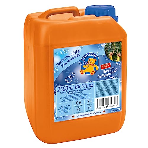 PUSTEFIX XXL-Bubbles Nachfüllkanister I 2,5 l Seifenblasenwasser I Bubbles Made in Germany I Riesen-Seifenblasen für Hochzeit, Kindergeburtstag, Sommerfest, Polterabend I Spaß für Kinder & Erwachsene von Pustefix