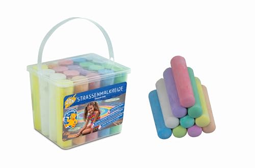 Pustefix MALEFIX Straßenmalkreide 20er Packung I Malkreide für Kinder und Erwachsene I Vielfalt an Farben I Leuchtend und Kräftig I Wasserlösliche und hochwertige Kreide I für Straße u. Hof von Pustefix