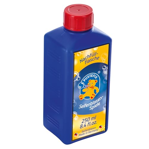 PUSTEFIX Nachfüllflasche Mini I 250 ml Seifenblasenflüssigkeit I Bubbles Made in Germany I Seifenblasen für Hochzeit, Kindergeburtstag, Polterabend I Seifenblasen für Kinder & Erwachsene von Pustefix