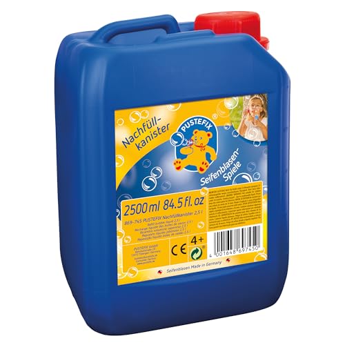 PUSTEFIX - 420869745 Seifenblasen Nachfüllkanister 2,5 Liter I Seifenblasenflüssigkeit für bunte Blasen I I extra Flüssigkeit für mehr Bubble Spaß, für Kinder & Erwachsene auf Geburtstag, Hochzeit von Pustefix